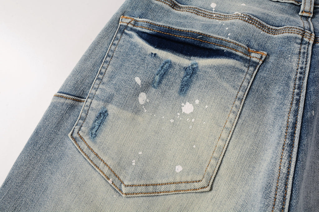 Slim Fit High Street Ripped Distressed Denim Jeans For Men