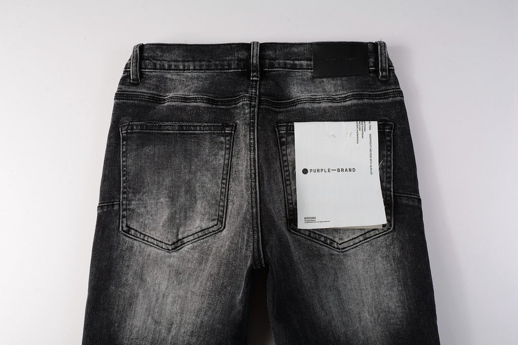 Men's High Street Distressed Black Gray Simple Stretch Slim Fit Ripped Jeans