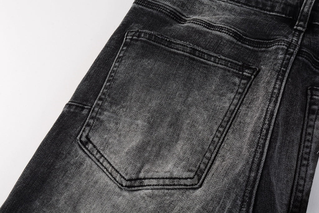 Men's High Street Distressed Black Gray Simple Stretch Slim Fit Ripped Jeans
