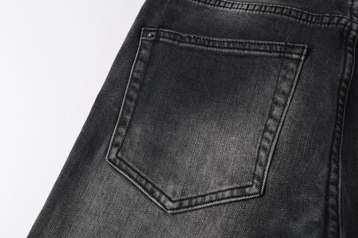 Men’s Black Washed Skinny Jeans - Knee Ripped Streetwear Denim