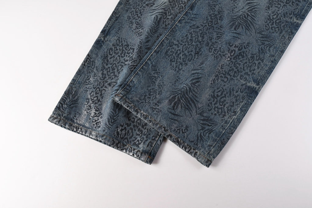 Men's Baggy Denim Jeans with Ripped Detailing, Stretch Fit & Wide Leg Design