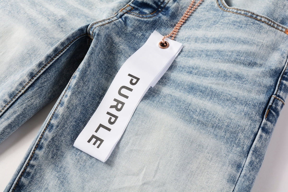 Men's High Street Slim Fit Distressed Blue Stretch Ripped Jeans