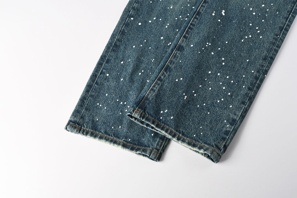 Distressed Blue Baggy Graffiti Loose Ripped Jeans | Trendy Streetwear Denim