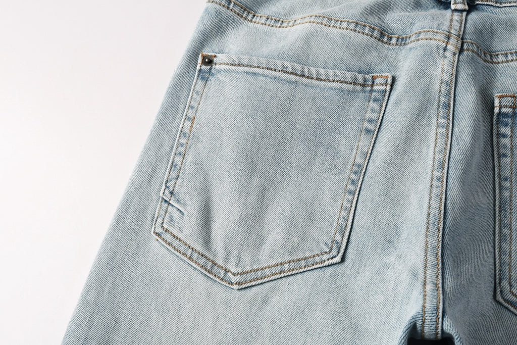 Men's Light Wash Distressed Skinny Jeans - Slim Streetwear Denim
