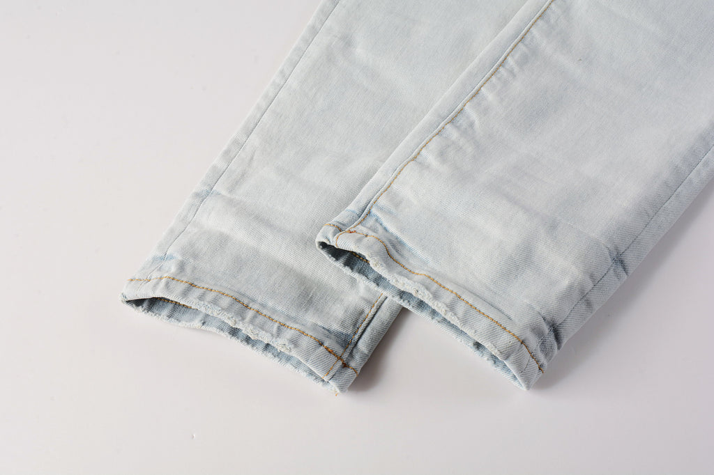 Men's Shop Street Style Slim Fit Ripped Denim Blue Jeans – Stretch Denim