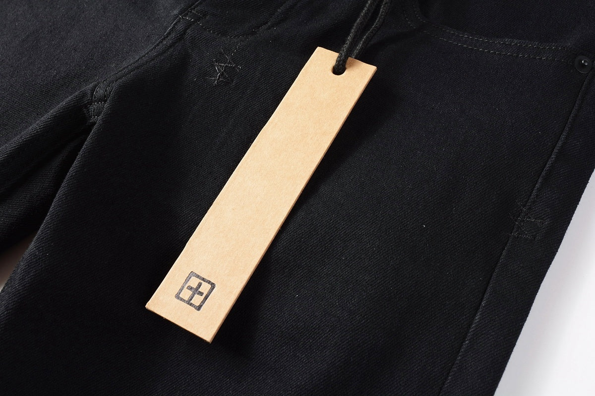 Men's Solid Black Slim-Fit Stretch Jeans - Premium Denim Pants