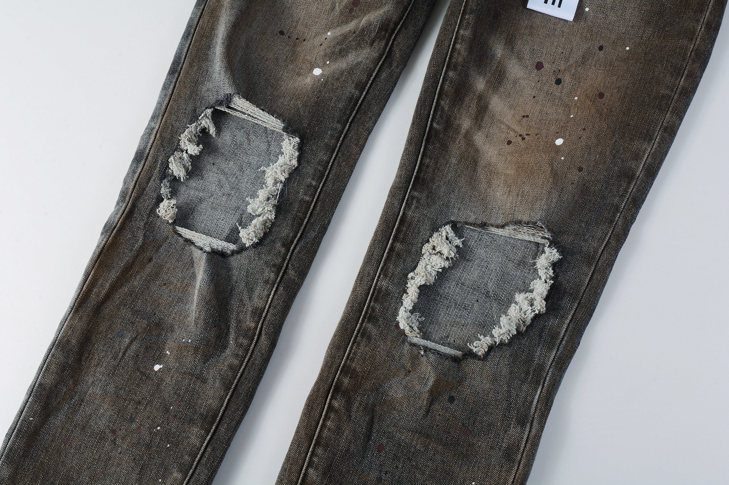 Men's Distressed Dirty Damaged Holes Stretch Slim Fit Ripped Jeans