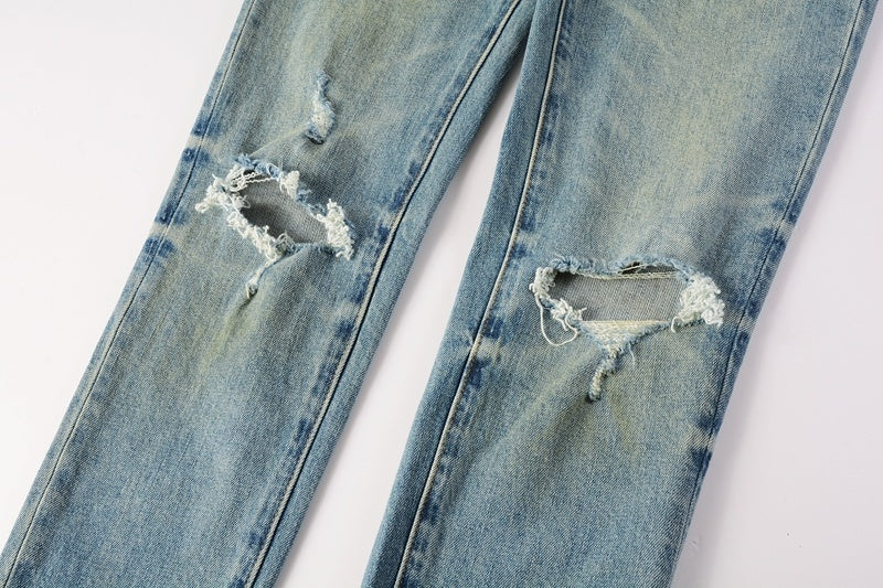 Men’s Light Blue Slim Fit Distressed High Street Stretch Denim