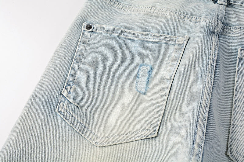Men’s Light Wash Distressed Skinny Jeans - Streetwear Denim