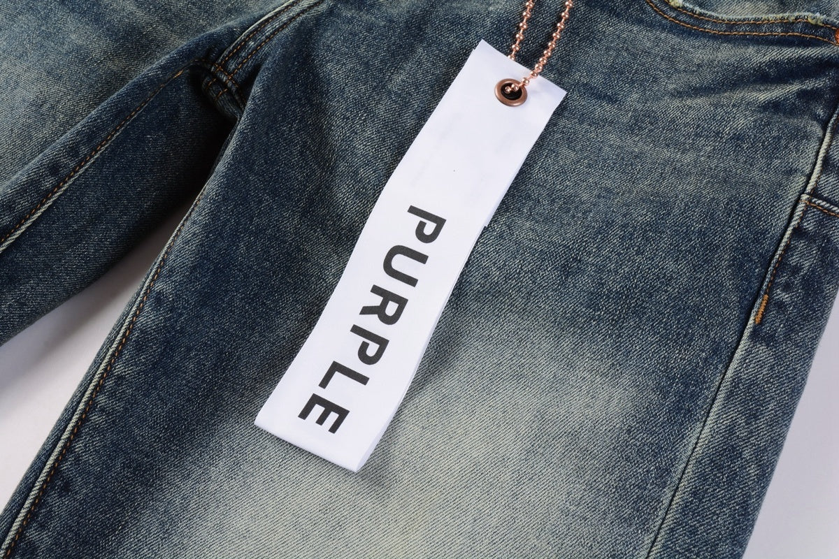Men's Slim Fit High Street Distressed Blue Stretch Jeans