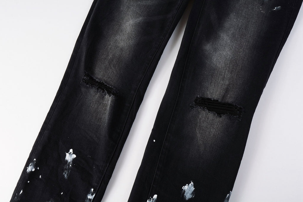 Street Style Slim Fit Ripped Denim Jeans For Men