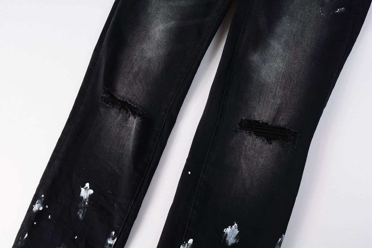 Street Style Slim Fit Ripped Denim Jeans For Men