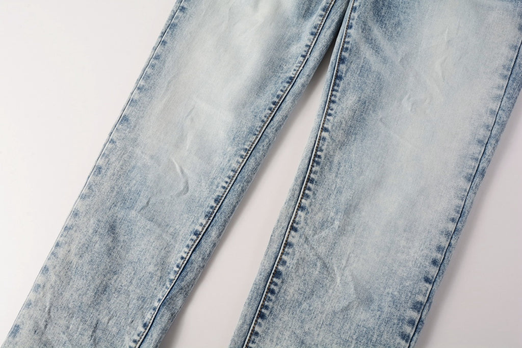 Men's High Street Slim Fit Distressed Blue Stretch Ripped Jeans