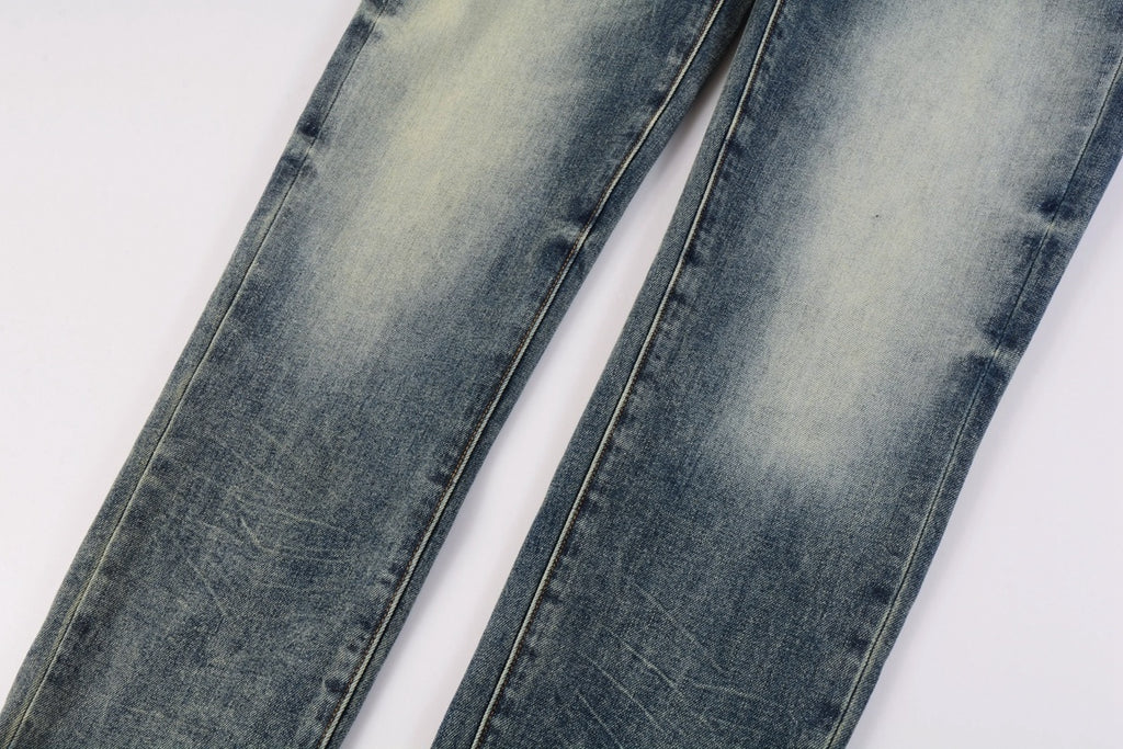 Men's Slim Fit High Street Distressed Blue Stretch Jeans