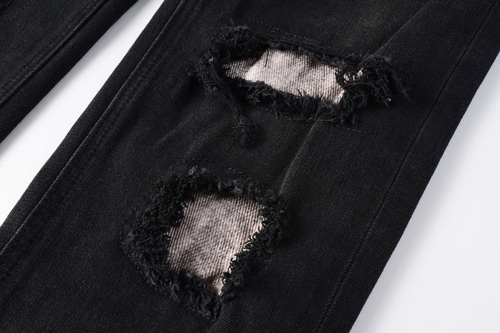 Men's Black Distressed Skinny Jeans - Ripped Stretch Denim Pants