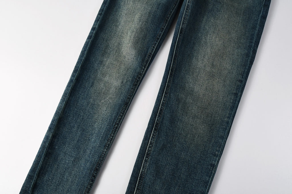 Men's Dark Vintage Wash Slim Skinny Jeans - Streetwear Denim