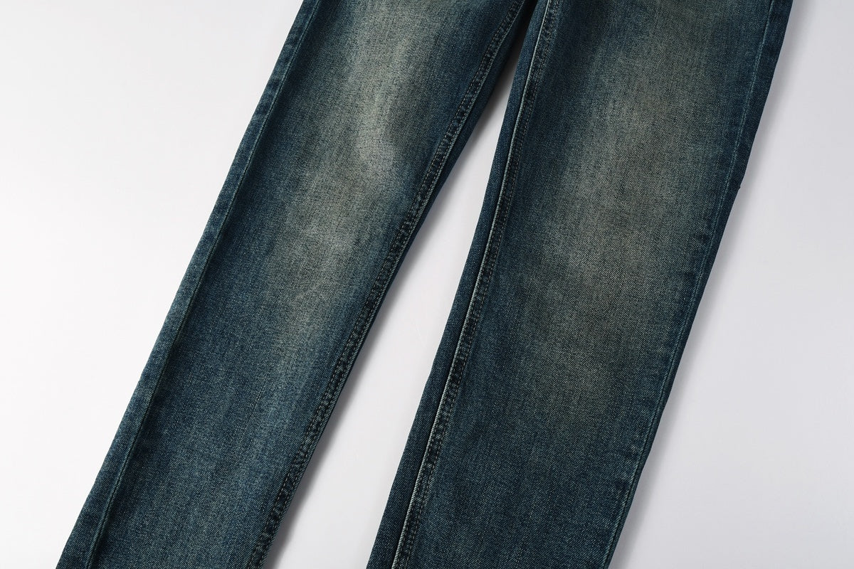 Men's Dark Vintage Wash Slim Skinny Jeans - Streetwear Denim