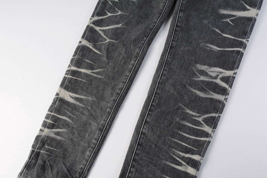 High Street Men's Slim Fit Distressed Gray Stretch Skinny Ripped Jeans