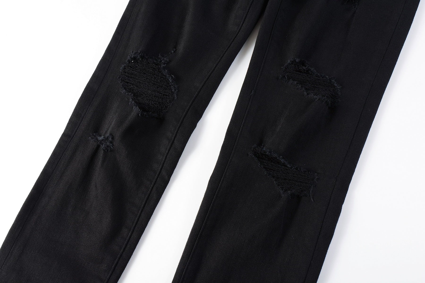 Slim Fit Street Style Denim Black Ripped Jeans For Men