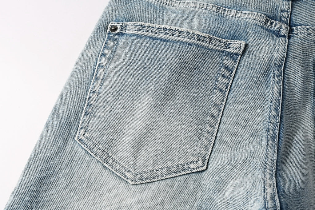 Men's Light Wash Slim Skinny Jeans - Vintage Streetwear Denim