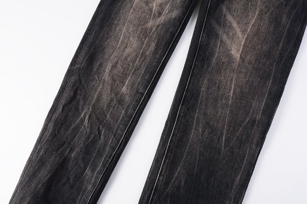 Men's High Street Distressed Vintage Gray Stretch Ripped Jeans