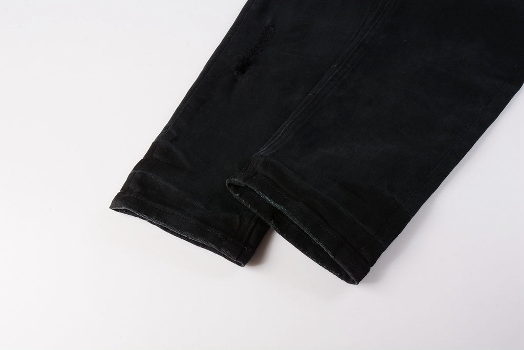 Men's Black Subtle Distressed Skinny Jeans - Stretch Denim Pants