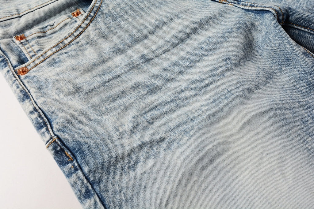 Men's High Street Slim Fit Distressed Blue Stretch Ripped Jeans