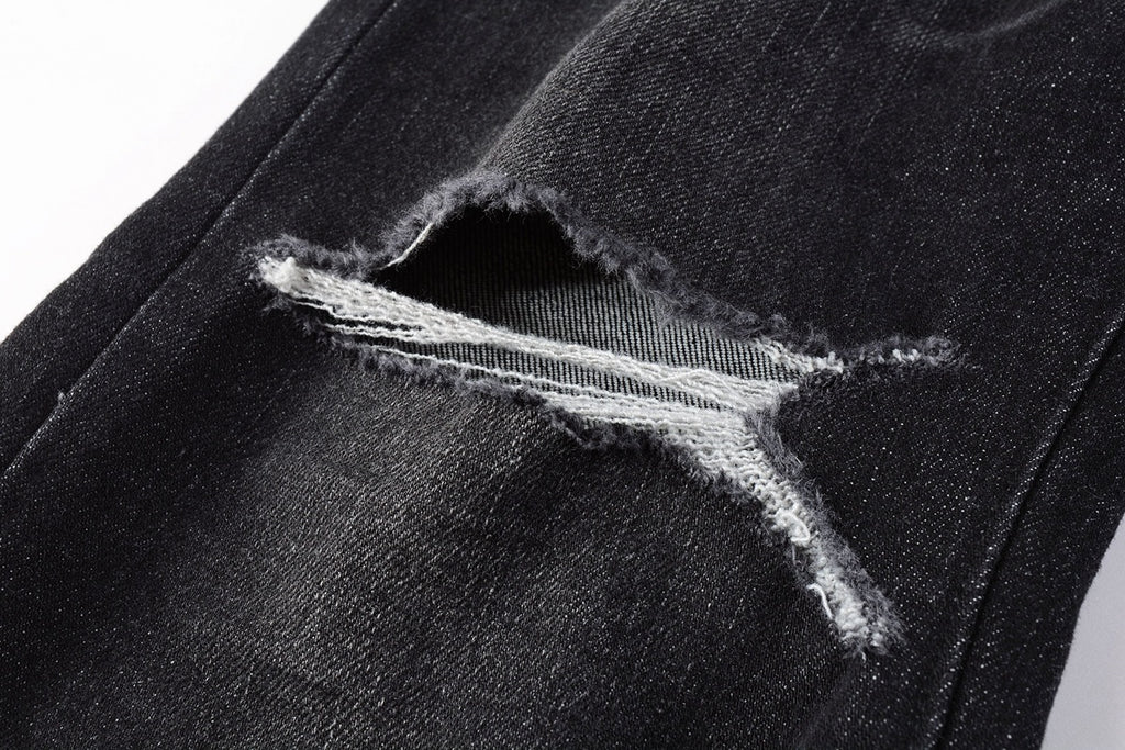 Distressed Destroyed Slim Fit Denim Jeans – Perfect for Street Style
