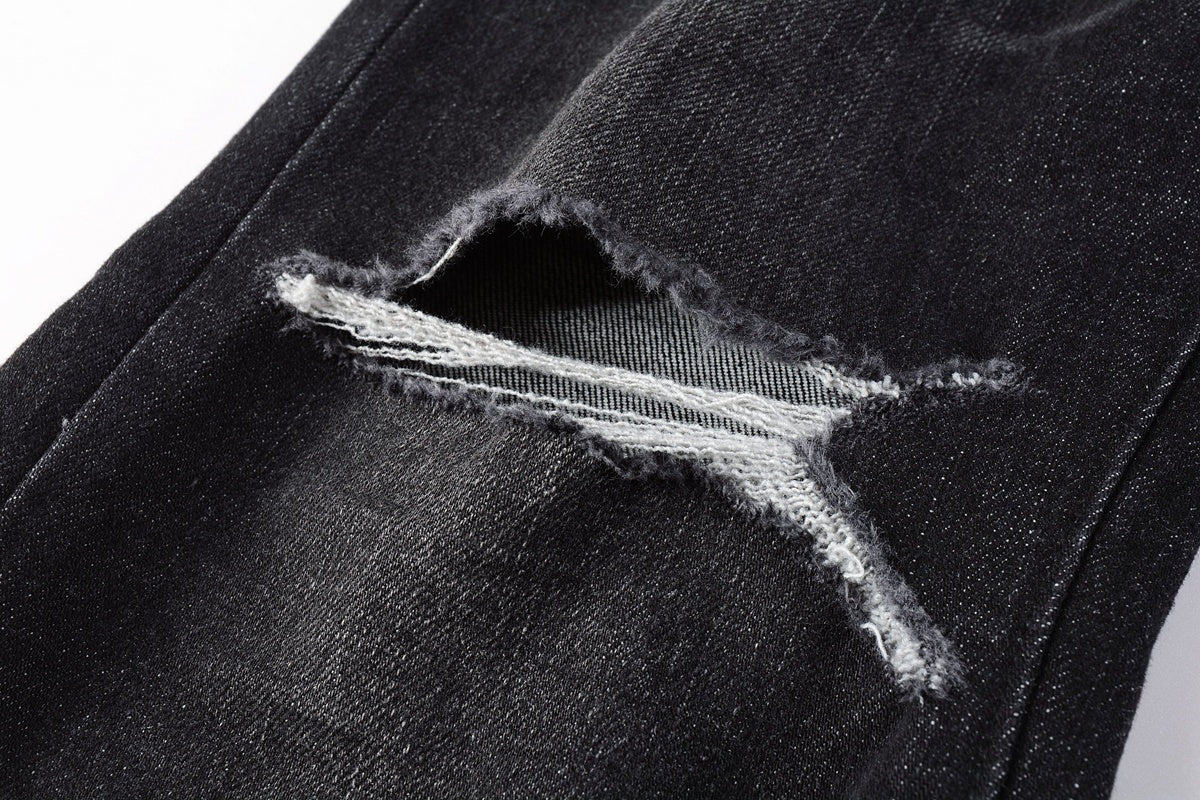 Distressed Destroyed Slim Fit Denim Jeans – Perfect for Street Style
