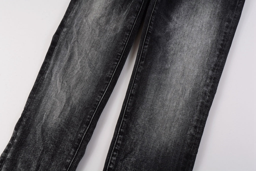 Men's High Street Distressed Black Gray Simple Stretch Slim Fit Ripped Jeans