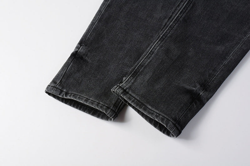 Men’s Ksubi Style Faded Black Washed Slim Fit Skinny Denim Jeans Streetwear