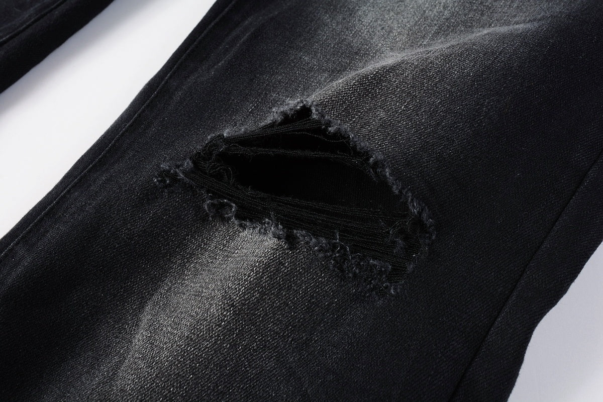 Street Style Slim Fit Ripped Denim Jeans For Men