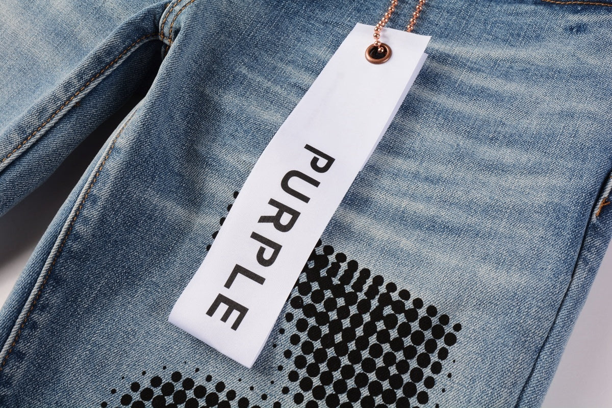 Men's Slim Fit High Street Distressed Blue Stretch Ripped Jeans