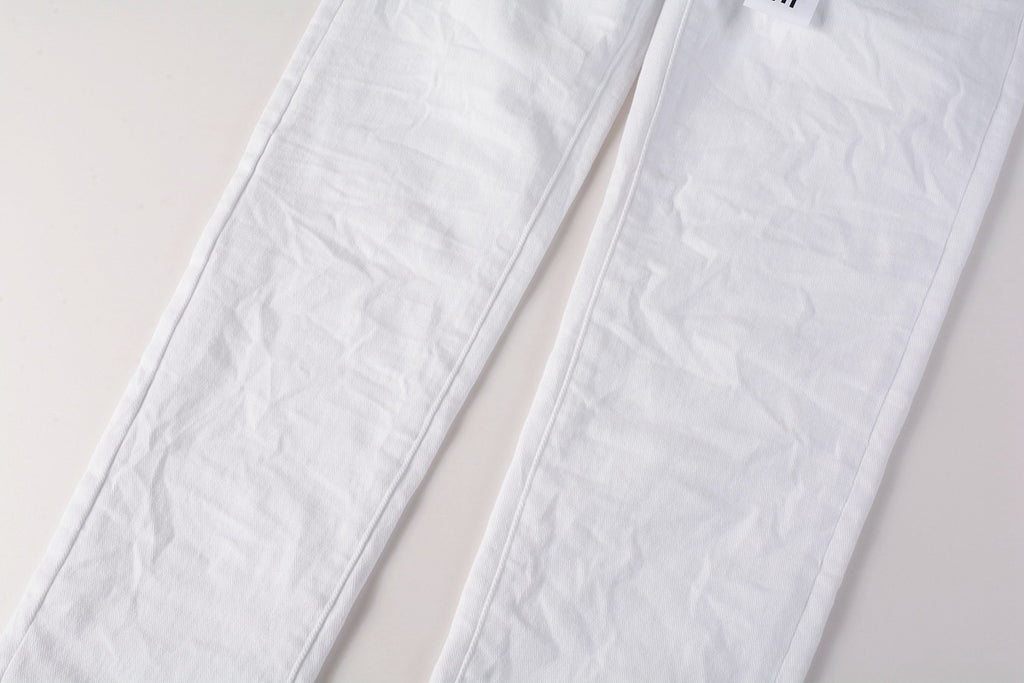 Men’s White Slim Fit Ripped Street Style Distressed Denim Jeans