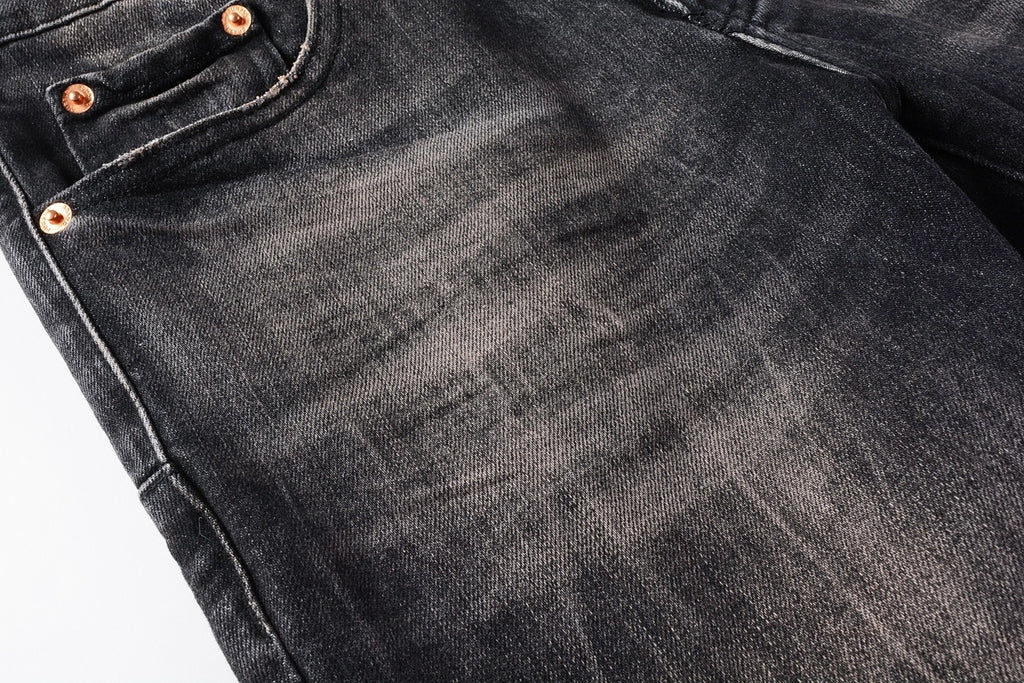 Men's High Street Distressed Vintage Gray Stretch Ripped Jeans