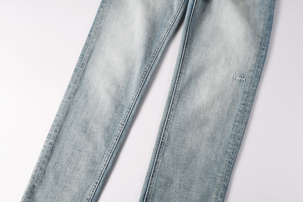 Men's Light Wash Slim Skinny Jeans - Vintage Streetwear Denim