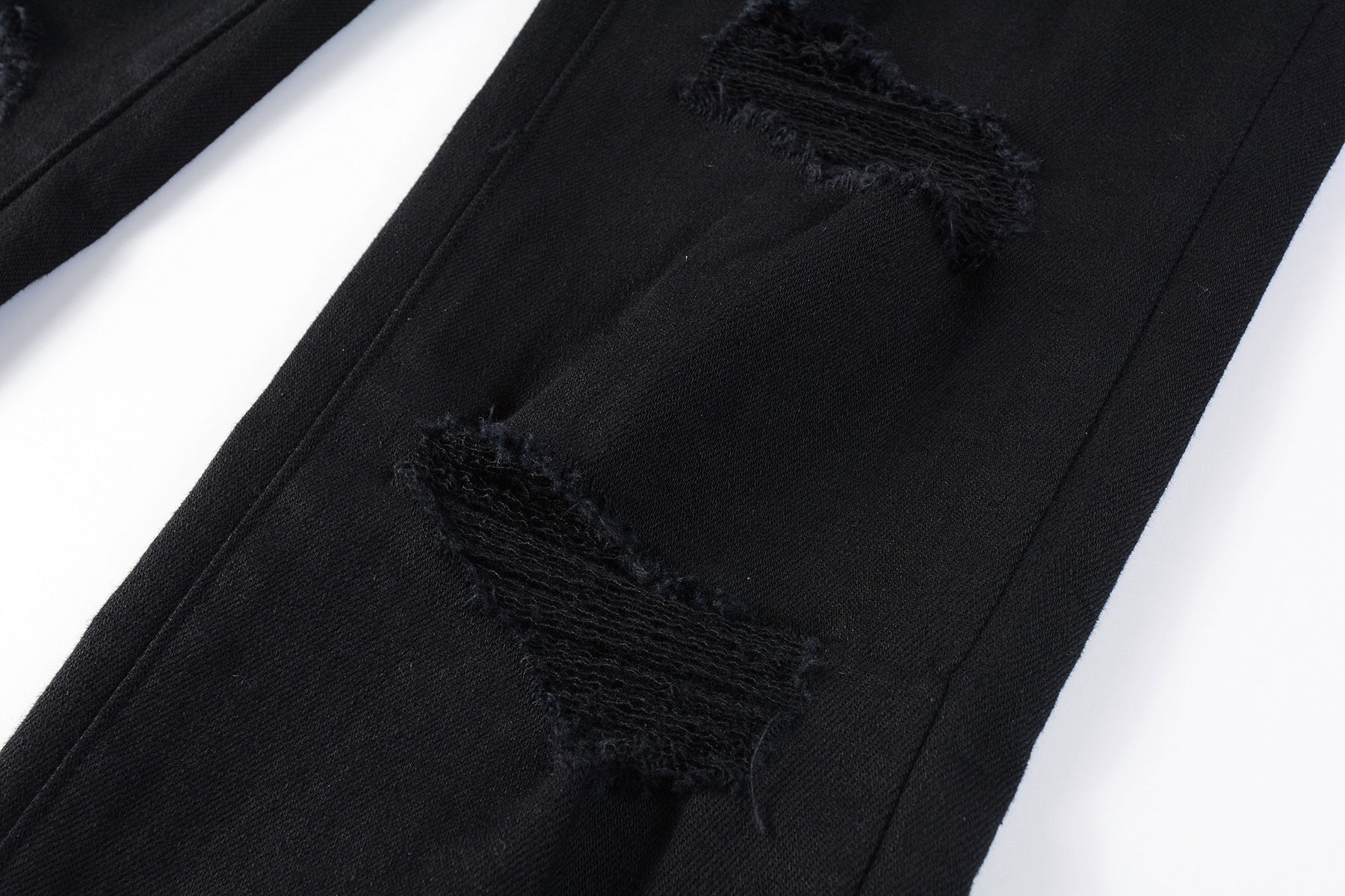Slim Fit Street Style Denim Black Ripped Jeans For Men