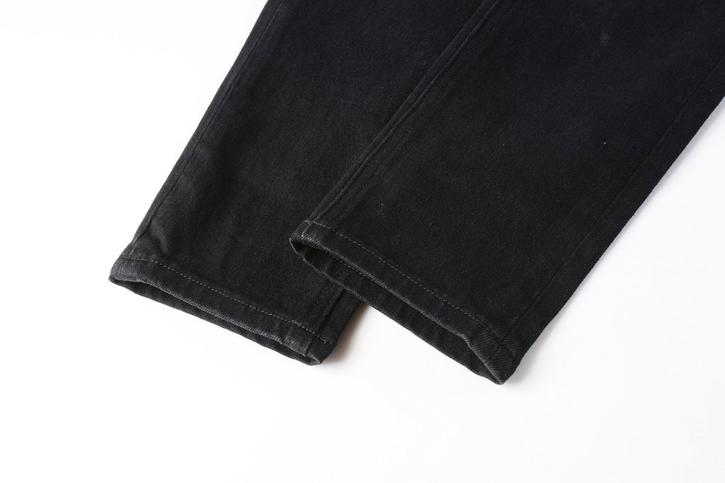 Men's Solid Black Slim-Fit Stretch Jeans - Premium Denim Pants
