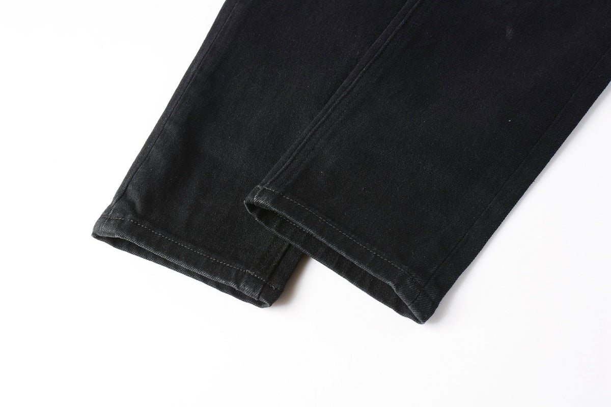 Men's Solid Black Slim-Fit Stretch Jeans - Premium Denim Pants