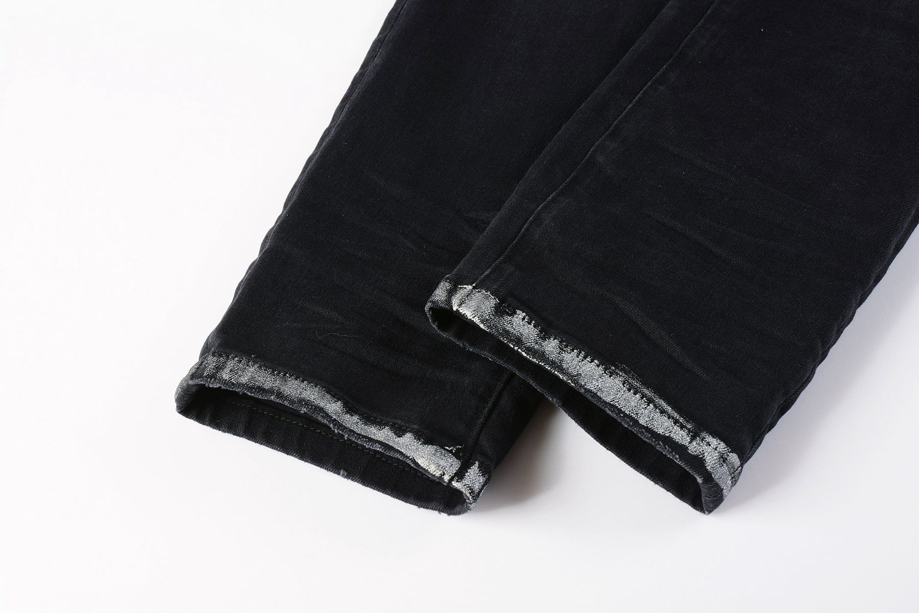 Men High Street Black Destroyed Holes Distressed Stretch Slim Fit Ripped Jeans