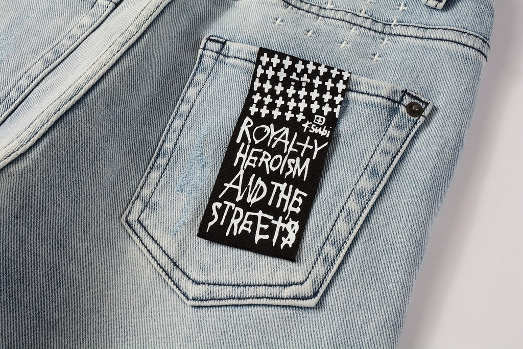 Men's Light Wash Distressed Skinny Jeans - Ripped Stretch Denim Pants