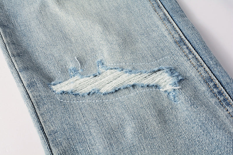 Men’s Light Blue Distressed Skinny Jeans - Ksubi Style Denim