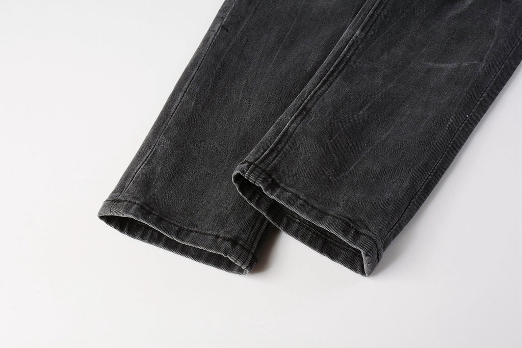 Men's Grey Wash Patchwork Distressed Skinny Jeans - Stretch Denim