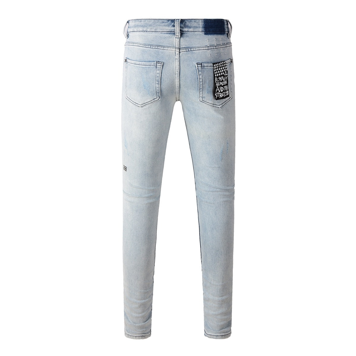 Men's Light Wash Distressed Skinny Jeans - Ripped Stretch Denim Pants