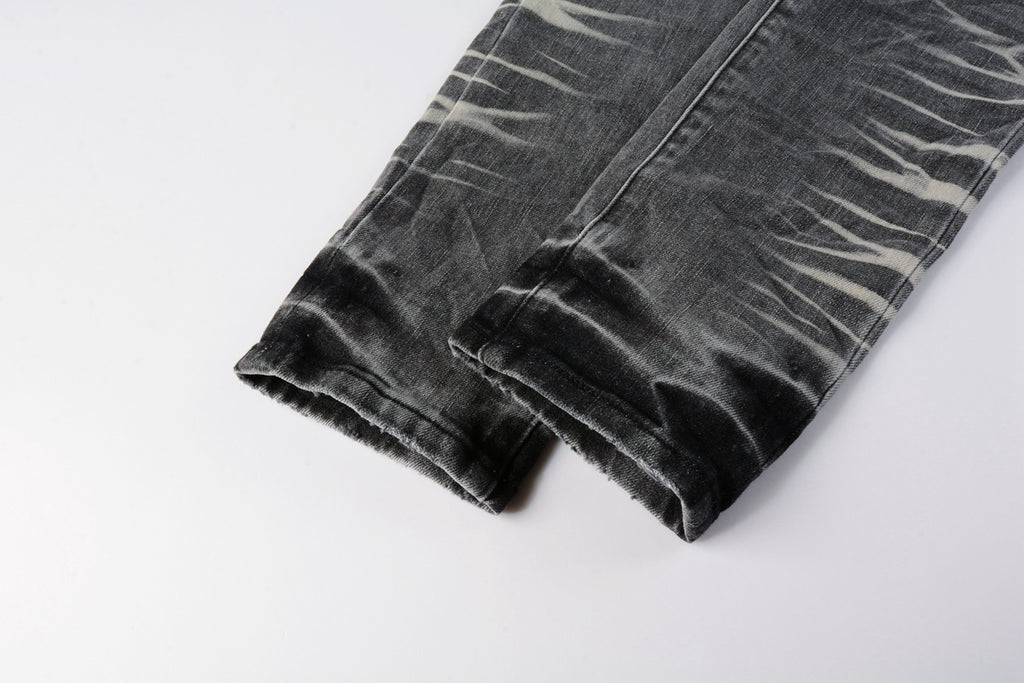 High Street Men's Slim Fit Distressed Gray Stretch Skinny Ripped Jeans