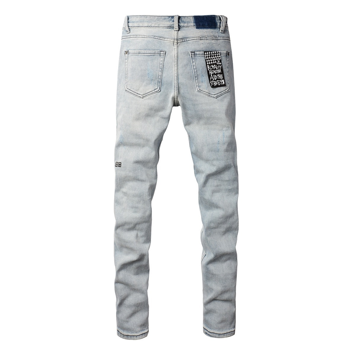 Men's Light Wash Distressed Skinny Jeans - Ripped Stretch Denim Pants