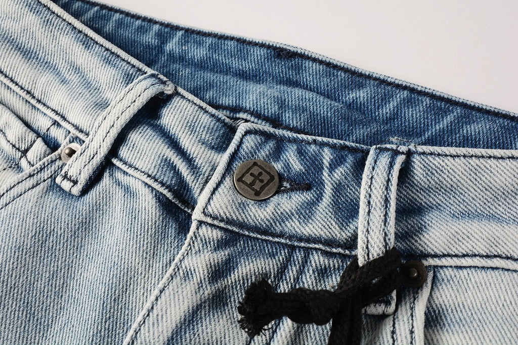 Men's Light Wash Distressed Skinny Jeans - Ripped Stretch Denim Pants