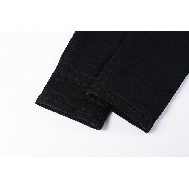 Men's Distressed Slim Fit Black Ripped Jeans