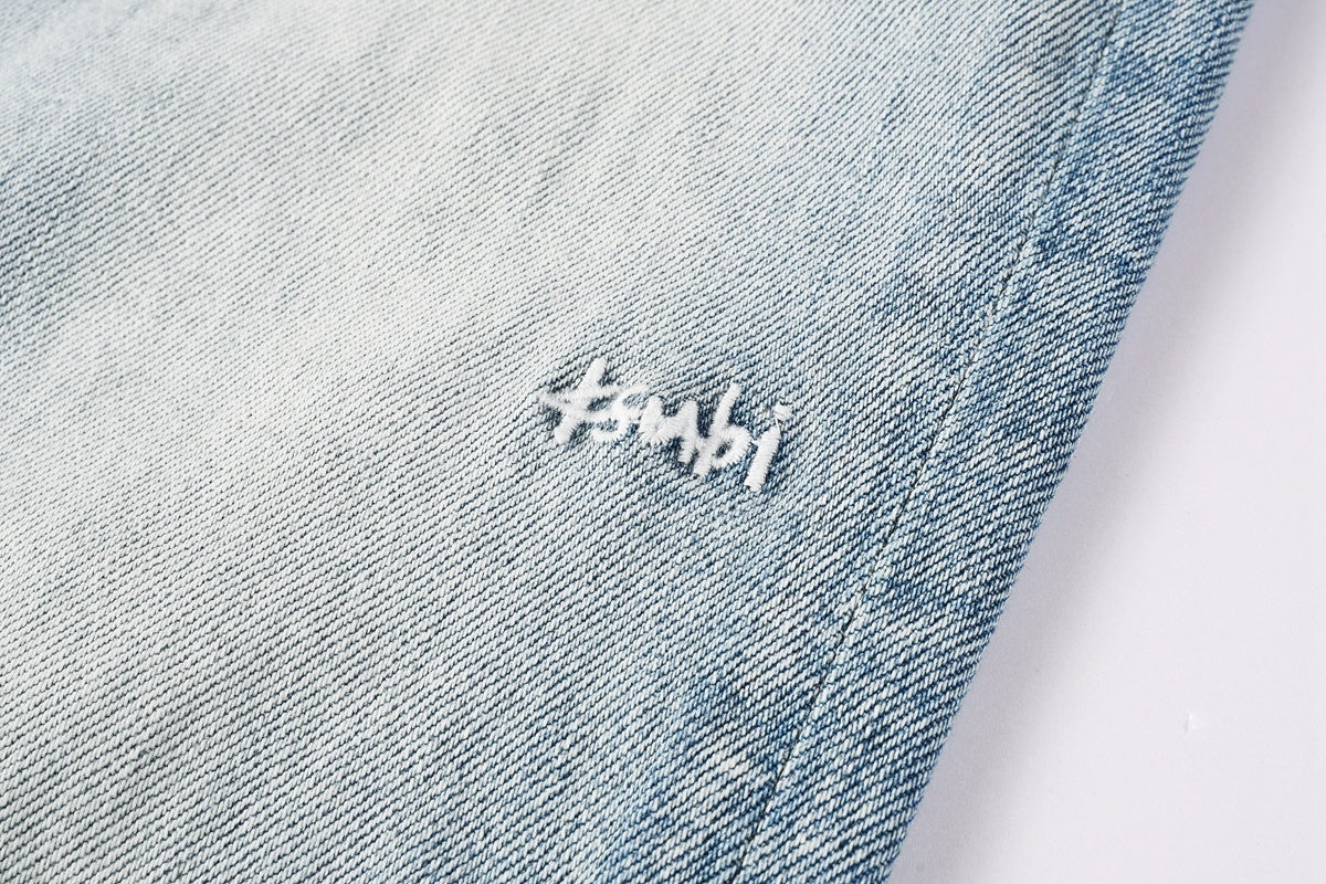 Men's Light Wash Slim Skinny Jeans - Vintage Streetwear Denim