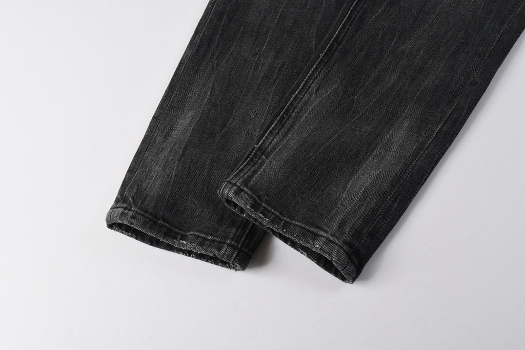 Men’s Black Washed Skinny Jeans - Knee Ripped Streetwear Denim